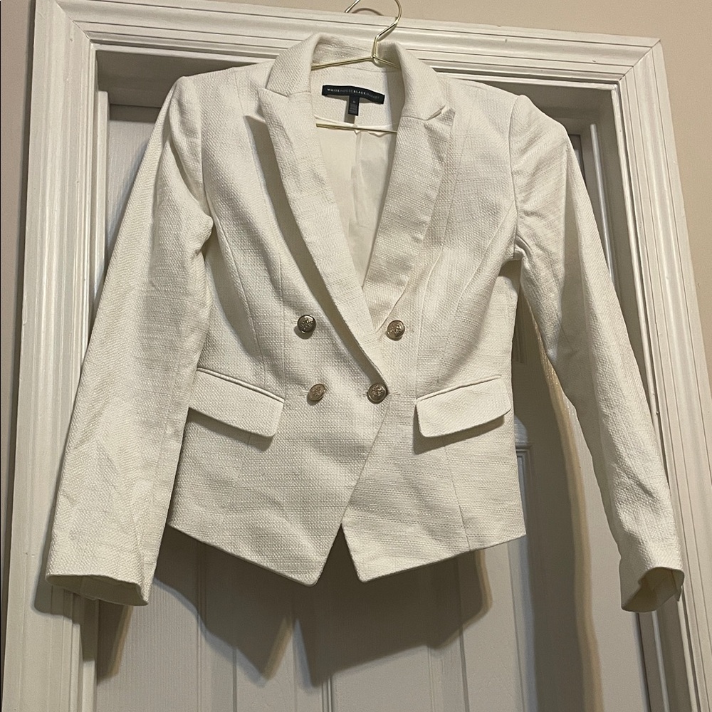 White House Black Market Ivory Textured Blazer